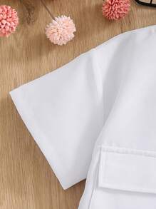 Camicia crop in tinta unita intrecciata con due tasche, casual, per ragazze