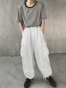 FRIFUL Maglietta a righe oversize da donna, collo tondo, stile basic, adatta all'estate