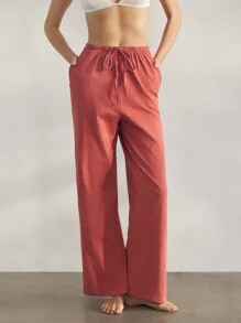 Ocili Ocili Leisure Women's Bamboo Fiber Soft Cotton Drawstring Waist Loose Pants, Sleepwear Bottoms