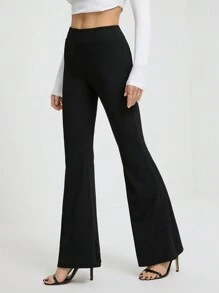 SHEIN Tall Casual Solid Color Pants, Simple & Fashion For Daily Wear - Black - View 7