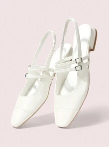 CUCCOO DOLLMOD Women's Fashion White Shiny Patent Leather Patchwork Mary Jane Flats, Square Toe, Suitable For Commuting, Dating, Party, Festive, Holiday, Wedding Spring Shoes Spring Break Easter - Chantilly - View 2