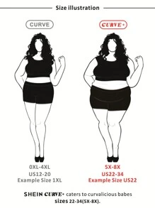 SHEIN CURVE+ Camisa de mujer de tallas grandes de cuello redondo y mangas acampanadas en unicolor