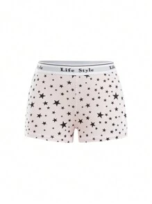 Tween Girls Star Printed Comfortable Boyshort Panties - Pink - View 1