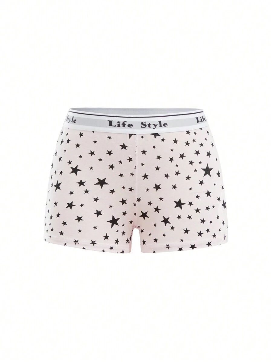 Tween Girls Star Printed Comfortable Boyshort Panties - Pink - View 1