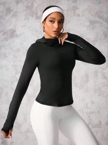 Form-Fitting Hoodie Sports T-Shirt For Running, Yoga, Fitness