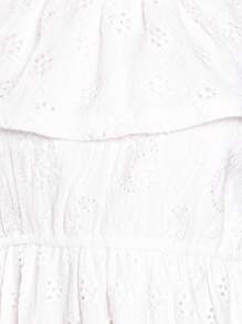 SUMWON Summer Eyelet Lace Tiered Prairie Midi Dress With Ruffle Overlay Empire Waist Sundress For Tween Girls Special Occasion Wedding Guest Easter Spring - White - View 5