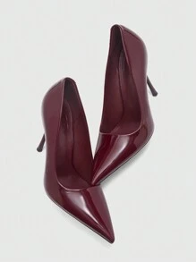 CUCCOO BIZCHIC 女士纯色尖头简约高跟鞋，日常休闲穿着 - 酒紅色 - 查看 10