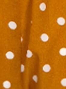 SHEIN Clasi 女士圆点印花圆领蝙蝠袖短袖阔腿连体裤 - 黃色 - 查看 7