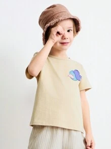 SHEIN 男童图案贴花圆领短袖 T 恤和裤子套装 - 彩色 - 查看 5