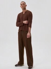 Musero V Neck Collared Knit Jumper
