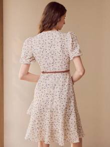 MOTF APPLIQUES RUFFLE HEM DRESS - Apricot - View 9