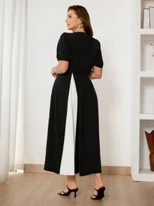 SHEIN Frenchy Consultar la guía de tallas con cartas de colores, cintura elástica, sin cremallera - Blanco y Negro - Ver 2