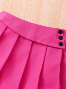 Sparklyn 少女优雅通勤三件套 | 韩版学院风上衣+吊带背心+百褶裙 | 时尚套装 | 公主范儿甜美百搭穿搭组合 - 玫紅色 - 查看 5