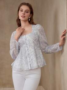 MOTF PREMIUM Top de peplum con estampado floral