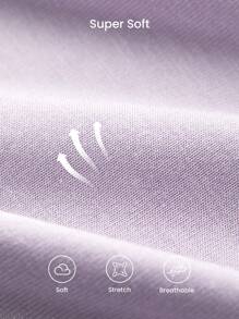 LUVLETTE Cloud Soft 柔软透气网眼短袖上衣和裤子家居服套装，轻盈透气，运动休闲舒适，带口袋的运动裤，内衣外穿家居服套装，适合春夏穿着。 - 淡紫色 - 查看 6