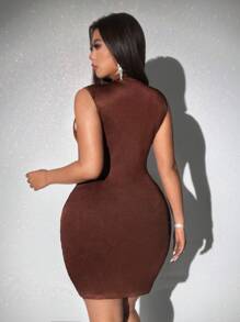 Viva Relle Plus Size Sleeveless Solid Color Casual Daily Dress, Minimalist And Fashionable
