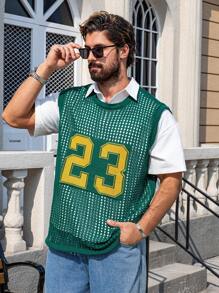 Manfinity Homme Plus Size Men's Crew Neck Sleeveless Digital Graphic Detail Casual Tank Top