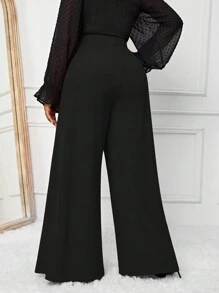Fleurora Autumn And Winter Elegant Party Work Wedding Cocktail Party Office Concert/Music Festival Red Knitted Popover Long Plus Size Pants - Black - View 2
