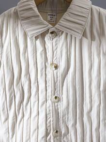 SHEIN 2 件套男童纯色短袖贴布羽绒衬衫和字母印花短裤