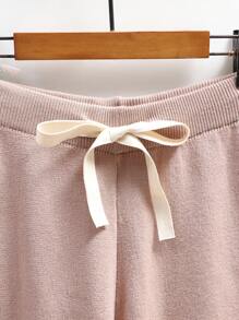 SHEIN LUNE 2pcs Intarsia Knit Sweater And Thick Pants Set, Elegant For Autumn/Winter - Camel - View 6