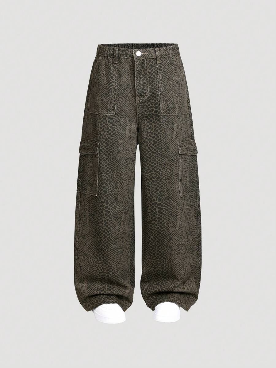 Quần Jeans Ống Đứng Túi Hộp Họa Tiết Da Báo Mới Cho Bé Trai Tuổi Teen - Nhiều màu - Xem 1