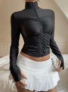 Muchica 黑色针织女式长袖修身轻便夹克 - 黑色 - 查看 3