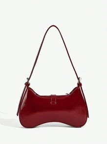 SHEIN X Lucía Bellido SHEIN ICON Ladies, Women Shoulder Bag, Hobo Bag, Fashionable, Personalized, Simple, Versatile, Street, Sweet And Cool Girls, Hot Girls, Y2k, Retro, Rivets, Vintage, Teenagers, Y2k Bag, 2000s Fashion Style, Gothic Punk Bag For Women - Burgundy - View 4