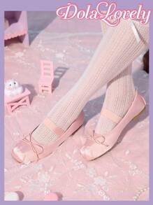 Dola Lovely 1 Pair Women's Mary Jane Flat Shoes, Pink Bow & Rhinestone Decor Slip-On Flats, Versatile Comfortable Shoes Suitable For Outdoor Wear Spring Shoes Spring Break Easter