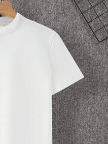 SHEIN Teen Boys Casual Comfortable All-Match Solid Color Short Sleeve T-Shirt - White - View 5