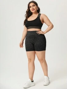 SHEIN EZwear 大码纯色基本款休闲紧身裤，日常穿着 - 黑與白 - 查看 4