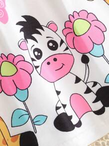 SHEIN Vestido sin mangas con diseño de vaca y jirafa lindos para niña, primavera/verano