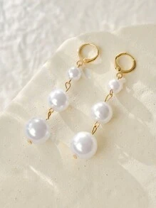1 Paar vintage künstliche Ohrringe mit Perle-Quaste für Frauen, elegante & luxuriöse Ohrstecker