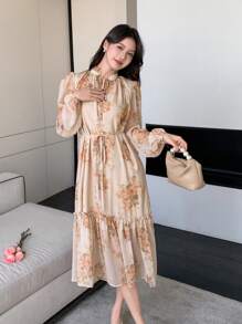 DAZY 女士碎花连衣裙，优雅风格的舞会礼服