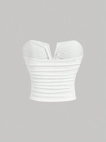 SHEIN MOD Women's White Deep V Neck Ruched Camisole Top,Summer Top,Summer Tops,Beach Outfits For Woman,Going Out Tops Women,Rave Outfits Festival,Mardi Gras,90s Clothes,Western Wear Women,Club Outfits Women Sexy