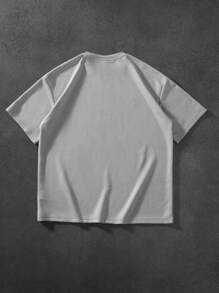 Manfinity Hypemode "Men's Casual Daily Style, Spring Vacation Look, INS Matching Item: Unique Niche Suede Fabric Short-Sleeve T-Shirt In Light Gray-Green With A 3D Foam Printed Design On The Front, Featuring A Heart And The Valentine's Day Slogan 'I FEEL IN LOVE WITH YOU INSTANTLY.' This T-Shirt Is Perfect For Spring And Summer Outfits And Ideal For Matching Couple Styles, Making It A Great Gift For Boyfriends Or Husbands."