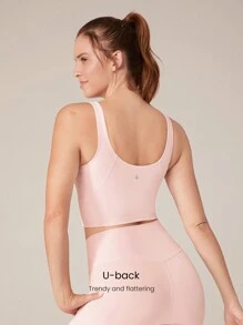 GLOWMODE FeatherFit™ U Back Cropped Active Tank Top Low Impact Yoga Daily Valentine's Day - Baby Pink - View 2