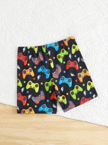 Bóxer de playa/natación con estampado aleatorio de controlador de videojuegos y gráfico de relámpago para niños preadolescentes - Multicolor - Ver 2