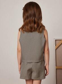 PrepCrw 女童格子裙和上衣套装，春夏