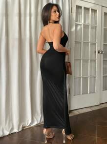 Firerie 女式杏色无袖扭纹设计长款夏季连衣裙