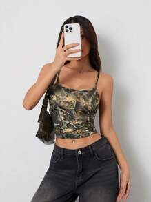 SHEIN PETITE Printed Casual Cami Top For Everyday Wear, Minimalist & Fashionable