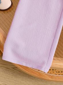 SHEIN Young Girl Floral Embroidery Patchwork Ruffle Hem Wide Leg Jumpsuit Young Girls Jumpsuit - Multicolor - View 5