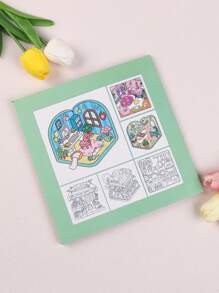 SHEIN 1pc Nook: Sách tô màu với thiết kế không gian ấm cúng siêu dễ thương để thư giãn (Tô màu không gian ấm cúng) Quà tặng cho bạn bè, cặp đôi và gia đình - màu xanh lá - Xem 8