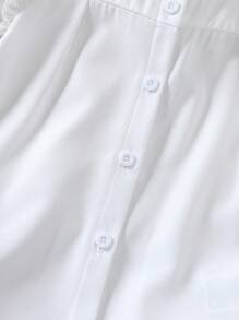 女童素色荷叶边短泡泡袖休闲衬衫