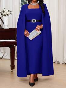 Fleurora Autumn And Winter Elegant Party Wedding Red Knitted Sweetheart Straight Cloak Sleeve Long Plus Size Dresses