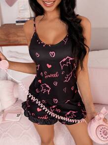 Snug Zone 2pcs/Set Women Heart Crown Pattern Pajamas Set Holiday Season - Multicolor - View 5