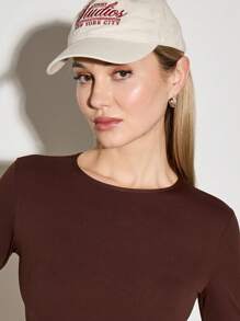 AiiRZ Luxury Athletic Two-Piece Set Long Sleeve Crop Top High Waist Biker Shorts Workout Set Premium Seamless Gym Outfit Training Activewear Fitness Set - Coffee Brown - View 5