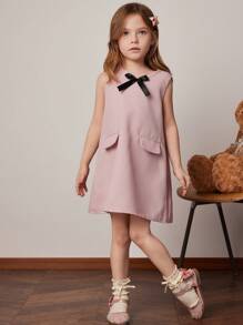 PrepCrw Young Girls' Collared Sleeveless Woven Dress, Pink
