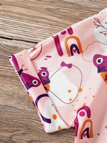 Set da 2 pezzi per ragazze giovani, composto da maglietta a maniche corte con stampa farfalla e pantaloni a zampa con costine, adatto per uso casual quotidiano e tempo libero, estivo
