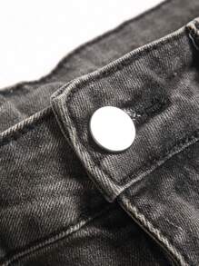 Manfinity Homme Men's Fashion Ripped Pocket Casual Slim Fit Denim Jeans Going Out Street Hang Out - Grey - View 4