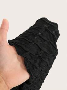 SHEIN MOD Women's Casual Solid Color Knitted Asymmetrical Neck Flare Sleeve Slim Asymmetrical Hem Top